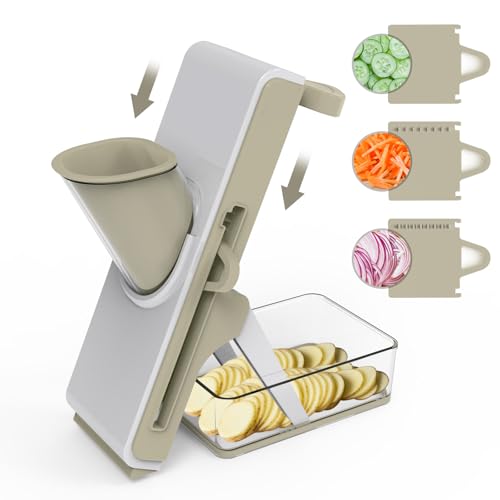 Mandoline Slicer for Kitchen, Vegetable & Cucumber Slicer, Easy to Clean Chopping Artifact (White Light Gray)