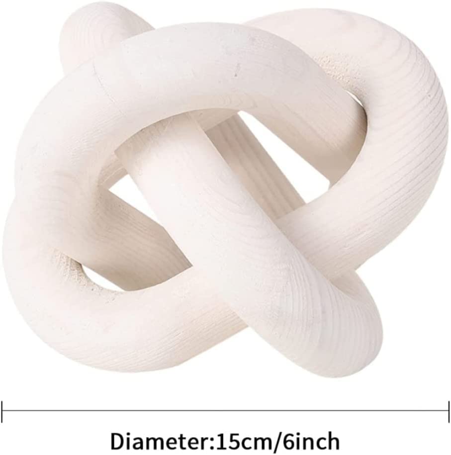 LATRAT Wooden Chain Link Wooden Knot Decorative Wood 6 Inch Dia Wooden Chain Connection Decoration, Carved, White - Image 3