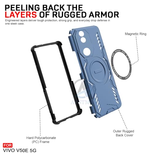 Image of AESTMO Back Case Cover for Vivo V50 / V50E / T4R / iQOO Z10R 5G | Magnetic Case with Built-in Metal Ring | Compatible with MagSafe Accessories | Shockproof Hybrid (PC + TPU) (Blue)