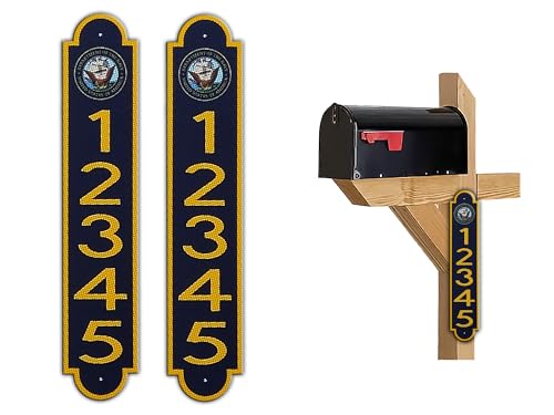 Curb-N-Sign aluminum mailbox numbers plaque, personalized, navy