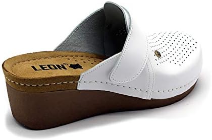 LEON 1001 Leather Slip-on Womens Ladies Mule Clogs Slippers Shoes, White, 36 EU (5.5 M US Women) | Image 3