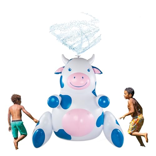 BigMouth Inc. Giant Inflatable Sitting Cow Sprinkler, Fun Summer Backyard Water Games & Splash Toy for Kids, 6 Feet Tall