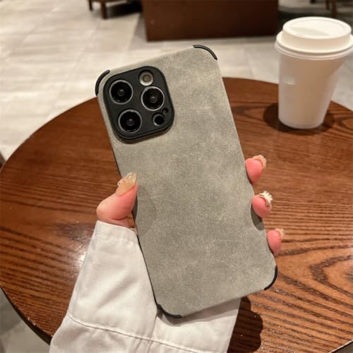 Étui en cuir rétro pour iPhone 16 Pro Max : une housse de luxe élégante gris clair