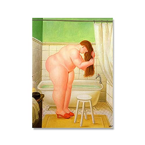 XCPORA Fernando Botero Poster《Il Bagno》Pittura su Tela Fernando Botero Arte della Parete Fernando Botero Stampe Quadro Creativo per l'arredamento della casa 40x60cm Senza Cornice