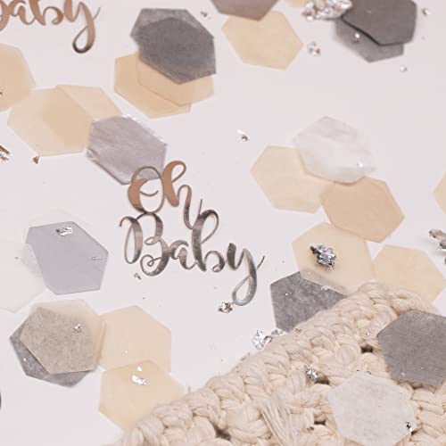 Oh Baby Baby Shower Decorations, Boho Baby Shower, Silver Baby Shower Decorations, Oh Baby Confetti, 540 Pieces (Silver Foil And Beige, Oh Baby) #TOP3