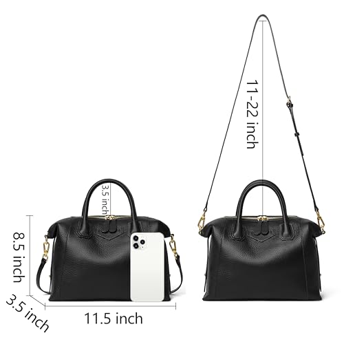 Bolso Satchel de cuero genuino para mujer miniatura 5