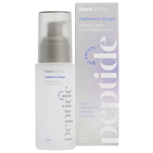New Face Facts Peptide Radiance Drops 45ml, Daily Hydrating Gel Serum Infused with Peptides,Vegan Collagen & Papaya Enzymes for Soft,Luminous Skin, Skincare Gift for Beauty Lovers -A44