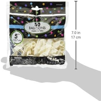 Miniatura 3 de Amscan Globos de látex redondos lisos Seda blanca Paquete de 50 Decoración de fiesta, 5 pulgadas