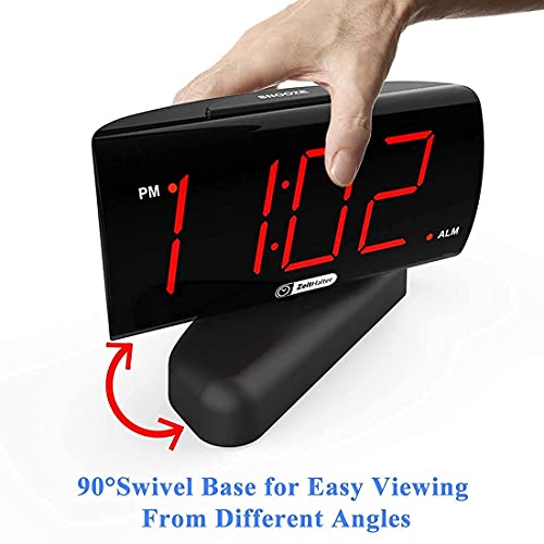 Alarm Clock Big Digits Wiht Swivel Base,2 Levels Alarm Sound,2-Level Brightness Digital Clock For Bedrooms,Easy To Read, Bedside Alarm Clock,12H Format, 9 Min Snooze,Outlet Powered, Battery Backup #TOP3