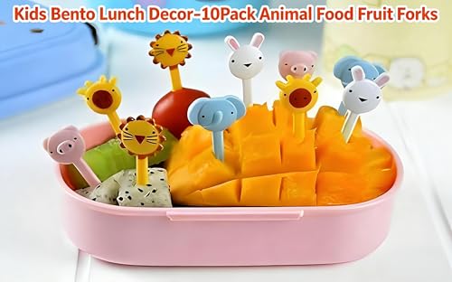YOFAN 10-Pack Lovely Animal Shaped Food Fruit Forks for Kids - Mini Cartoon Toothpicks for Cake, Dessert & Bento Party Supplies