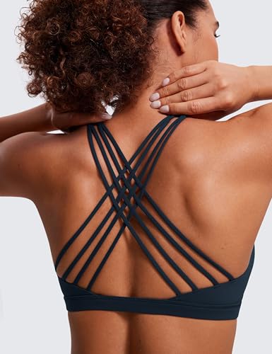 Image of CRZ YOGA Naked Feeling Strappy Sports Bras for Women - Criss Cross Back Wireless Padded Cami Yoga Workout Top