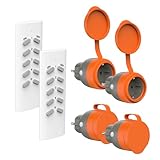UCOMEN Prese radio con telecomando per esterni, certificate TÜV, prese esterne IP44, portata 30 m, set di interruttori programmabili per cortile o giardino, 16 A/3680 W, confezione da 4