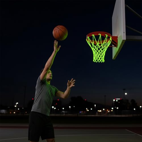 Nightlight Basketball Net, Luminous Outdoor Portable Sun Powered Sport Nylon for Pool Beach Backyard, Anti Whip - Thumbnail 7