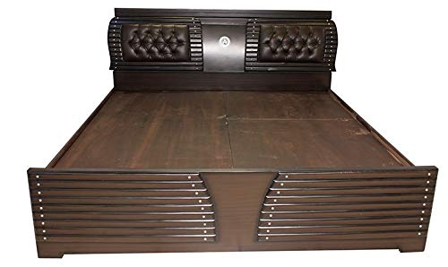 Image of Akasia Kiln Dried Wood Bed with Box and Draw Storage (Wenge, Queen Size)