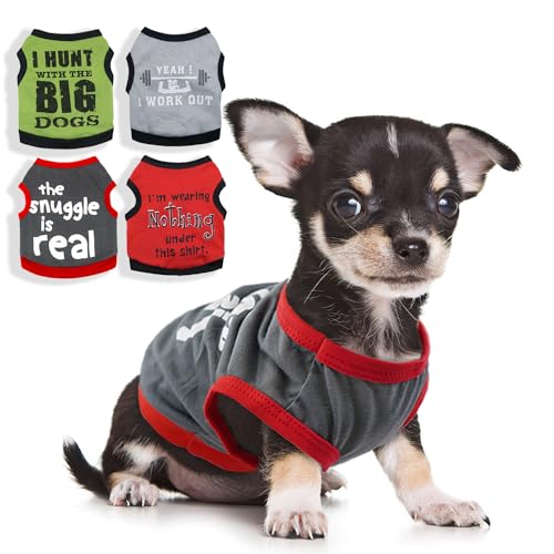 4 Pieces Dog Clothes for Small Dogs Boy Soft Spring Puppy Shirts ...
