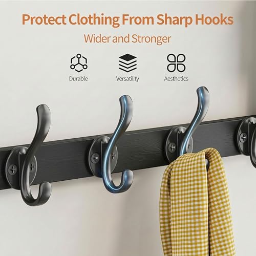 Image of 33 inch Coat Rack Wall Mount with Shelf, Entryway Wall Hooks with Shelf, Heavy Duty Coat Hanger Wall Mount for Living Room, Bedroom, Black