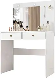 Penteadeira com Espelho Camarim LED 2 Gavetas Ideal Moval Branco