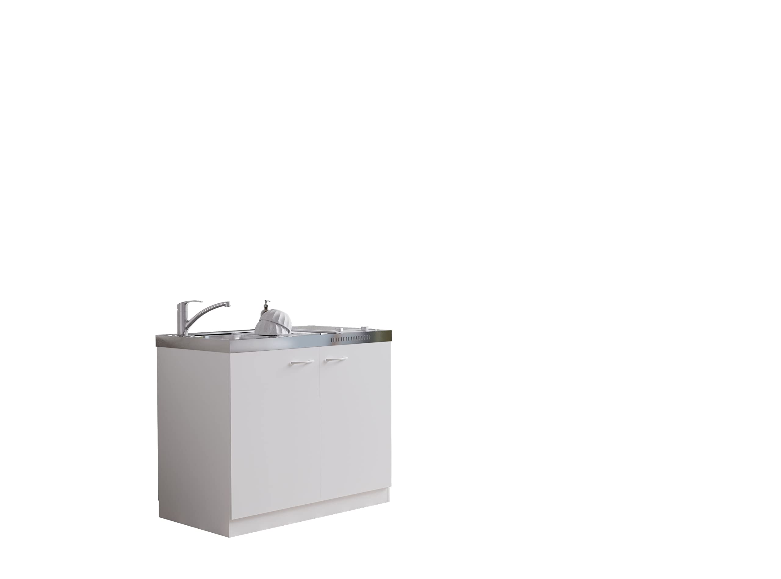 respekta Küchenzeile Levin PANTRYOKCS Weiß 100 cm Breite mit Elektrogeräten