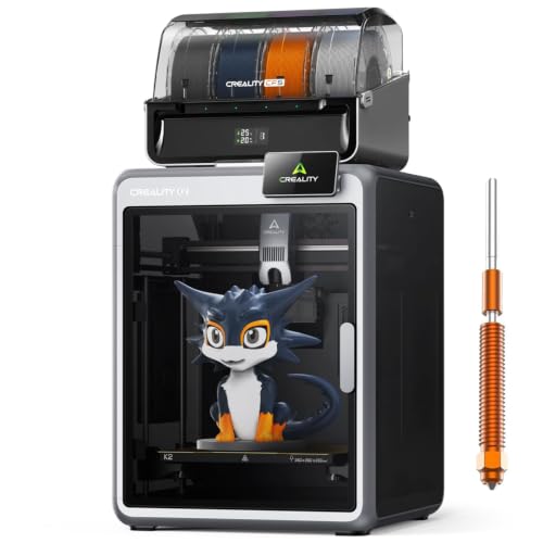 Creality K2 Combo(A) 3D-Drucker, 260×260×260 mm Bauvolumen, Multicolor-Druck mit bis zu 16 Farben, beheizter Druckraum, Kammer-KI-Kamera & Servo-Motoren, Plug-&-Play