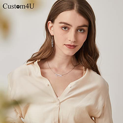 Custom4U Hebrew Name Necklace Personalized,Custom Jewish Name Stainless Steel/925 Sterling Silver, Engraving Israel Jewelry Gift for Women (Gift Box)3