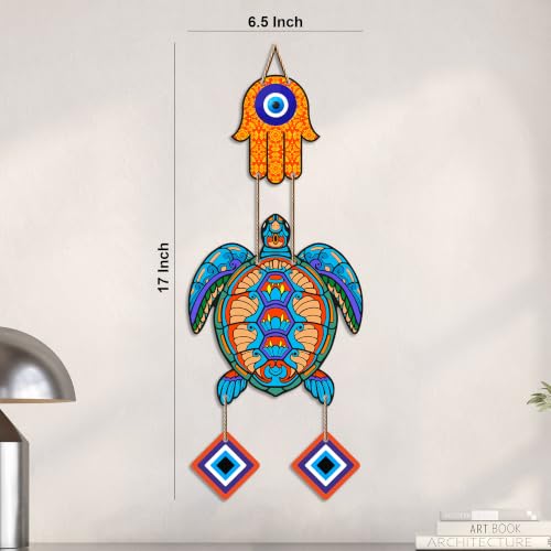 Image of Artvibes Turtle Evil Eye Hanging Decor for Main Door & Entrance | Lucky Vastu MDF Wall Art | Decorative Accent for Living Room | Office | Hallway & Bedroom | Housewarming Gift Item (WH 8542N)