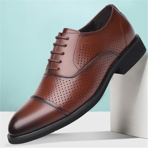 Men's Elevator Leather Dress Shoes Hollow Out Business Formal Oxfords Commuter Wedding Groomsman Genuine Cowhide Shoes3