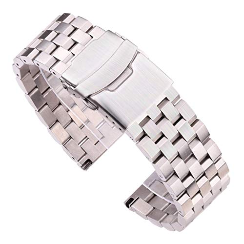 Bracelet de montre acier inoxydable argent brossé 18mm 20mm 22mm 24mm pour montre homme femme