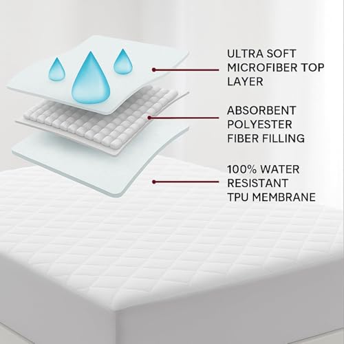 Protector de colchón impermeable silencioso y transpirable para camas matrimoniales 6