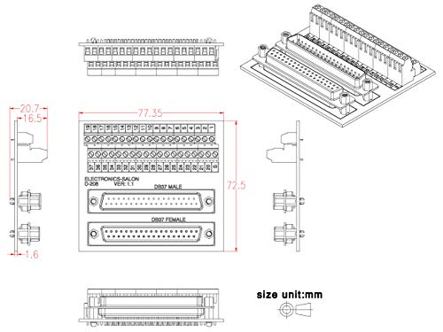 Evita soldaduras con la placa breakout conector D-Sub DB37 y bornes a tornillo 6
