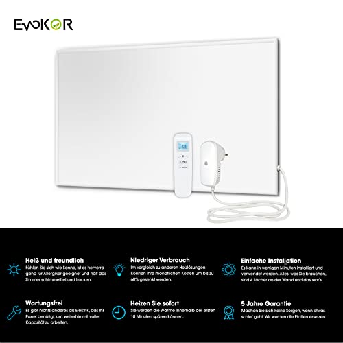 EVOKOR Infrarotheizung 850W, WiFi Thermostat mit Fernbedienung, Infrarot Heizung mit Überhitzungsschutz, Heizplatte Heizkörper Heizpaneel, Wandheizung, Elektroheizung Energiesparend (850W)-4