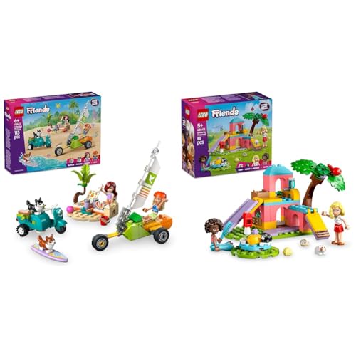 LEGO Friends Surfende Hunde + Meerschweinchen-Spielplatz Sets Bauspielzeug für Mädchen ab 6 Jahren 42641 + 42640