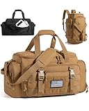 BAGSMART Tactical Gym Bag for Men, 22L Duffle Bag for Travel with Shoe Compartment, 4 in 1 Personal Item Tactical Backpack with 40oz Water Bottle Holder (C-Desert Khaki)