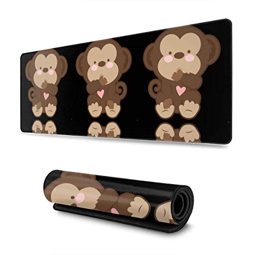 Nettes Baby-Affen-Clipart rutschfestes Mauspad, Gaming-Mäusematte, genähte Kanten-Schreibtisch-Mauspad, Büro-Gummi-Mauspad für PC-Computer-Laptop