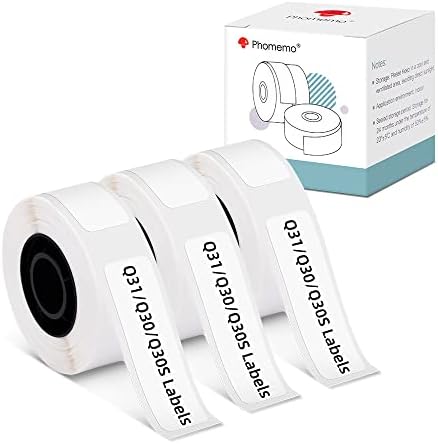 Phomemo Q31 Q32 Q30S Q30 Label Maker Tape, Black on Lavender, White, Pink Sticker Thermal Paper Self-Adhesive Label Tape, 15mm x 6m (1/2"x2361/8") Continuous Paper, 3 Rolls