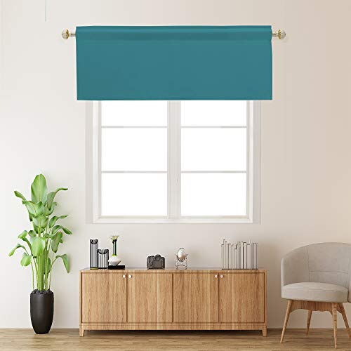 Rain City Teal Valances For Kitchen 1 Panel Solid Darkening Blackout Valance Curtains For Loft And Nursery Window With Rod Pocket 18 Inch Length For Girls Boys Bedroom Small Window 42 X 18 Inches #TOP1
