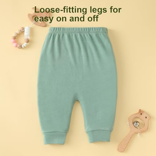 Hakochia Baby Pants for Boys & Girls: 100% Cotton, Soft, Comfy, Ample Diaper Room 0-36 Months2
