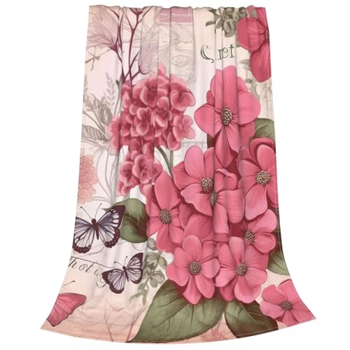 Couverture flanelle rose 152x127 cm douce et légère pour lit et canapé
