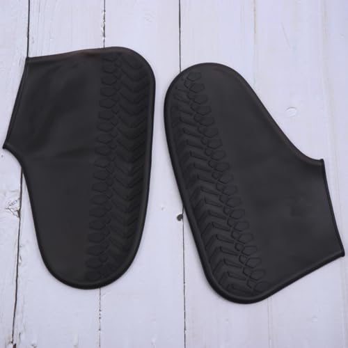 Outanaya 1 par de protector de zapatos para adultos, cobertura completa, diseño con borde elástico para días lluviosos, talle M, color negro miniatura 7