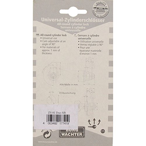 Burg-Wächter 17741 GleichschließendeUniversalzylinder, Ersatzzylinder für Briefkästen/Spinde/Schaukästen, Scheibenzylinder mit 2 Wendeschlüsseln, ZS 81 Duo SB (Packung mit 2)