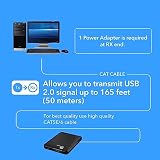 OREI Przedłużacz USB Over Cat5e/6 do 165 m – rozszerza sygnał USB 2.0 przez LAN Ethernet z 2 portami, kabel Power Over do przedłużenia na duże odległości, obsługuje wszystkie systemy operacyjne