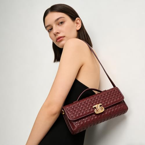 Image of JYG Woven Handbag for Women Fashion Evening Shoulder Bag PU Leather Handmade Clutch Purse Casual Crossbody Bags 2024