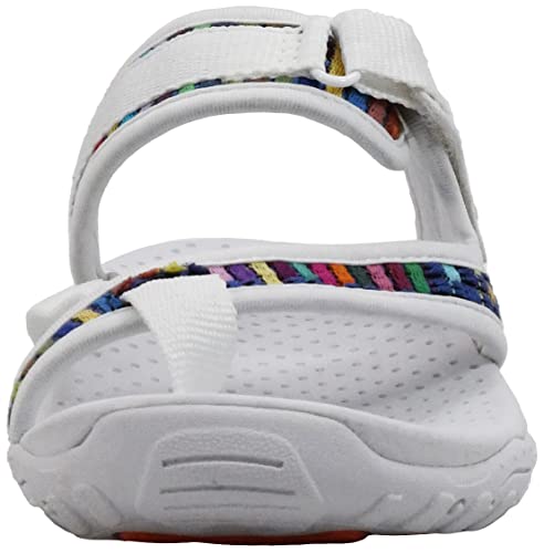 Skechers Skechers Women's Reggae-Mad Swag-Toe Thong Woven Sandal, White Multi, 8.5 M US