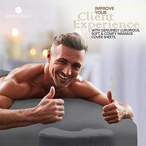 LONDON LINENS Soft Microfiber Massage Table Sheets Set 3 Piece Set - Includes Massage Table Cover, Massage Fitted Sheet, and Massage Face Rest Cover (Grey)