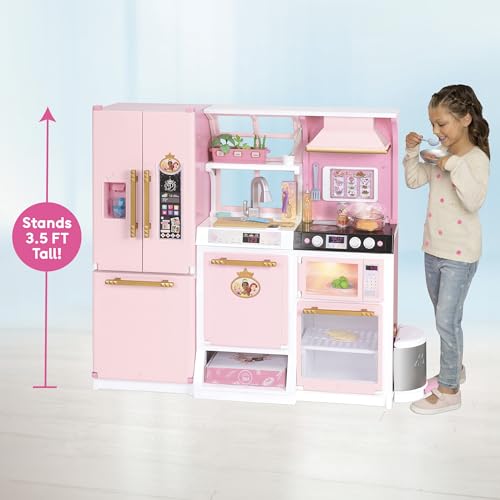 Disney Princess Style Collection Fresh Prep Gourmet Kitchen, Interactive Pretend Play Kitchen for Girls & Kids with Realistic Steam, Complete Meal Kit & 35+ Accessories