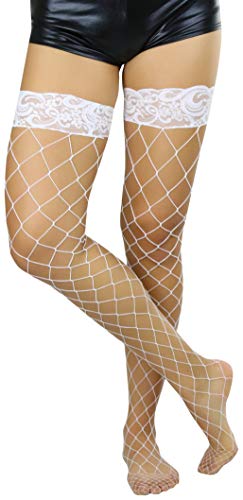 Image of ToBeInStyle Women's Vibrant Large Net Fishnet Thigh High Elastic Nylon Novelty Stockings