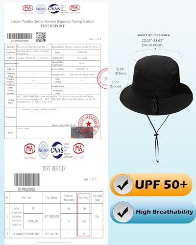 Image of Water-Resistant Bucket Hat for Women Men Rain Hat UPF 50+ Boonie Sun Hat Foldable Summer Floppy Fishing Safari Hats