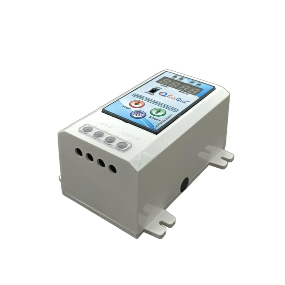 ELEQUA 30Amp/2HP Digital Timer Switch and Clock for Street Light, Glow Sign Board & Etc. Auto ON and Off(10Programm /Day)