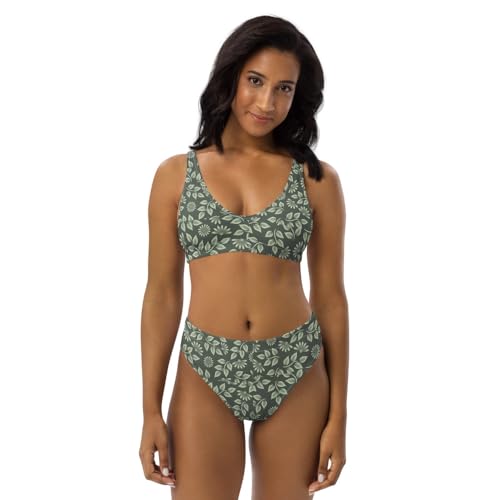 Bikini taille haute rembourrage amovible en tissu double couche écoresponsable