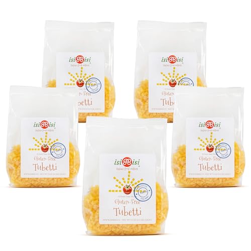 isiBisi Gluten-Free Tubetti Pasta, 5-Pack - Artisanal Corn and Rice Noodles - Non GMO Vegan, Made in Italy
