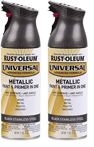 Rust-Oleum 314558 Universal All Surface Metallic Spray Paint, 11 oz, Black Stainless Steel (Pack of 2)